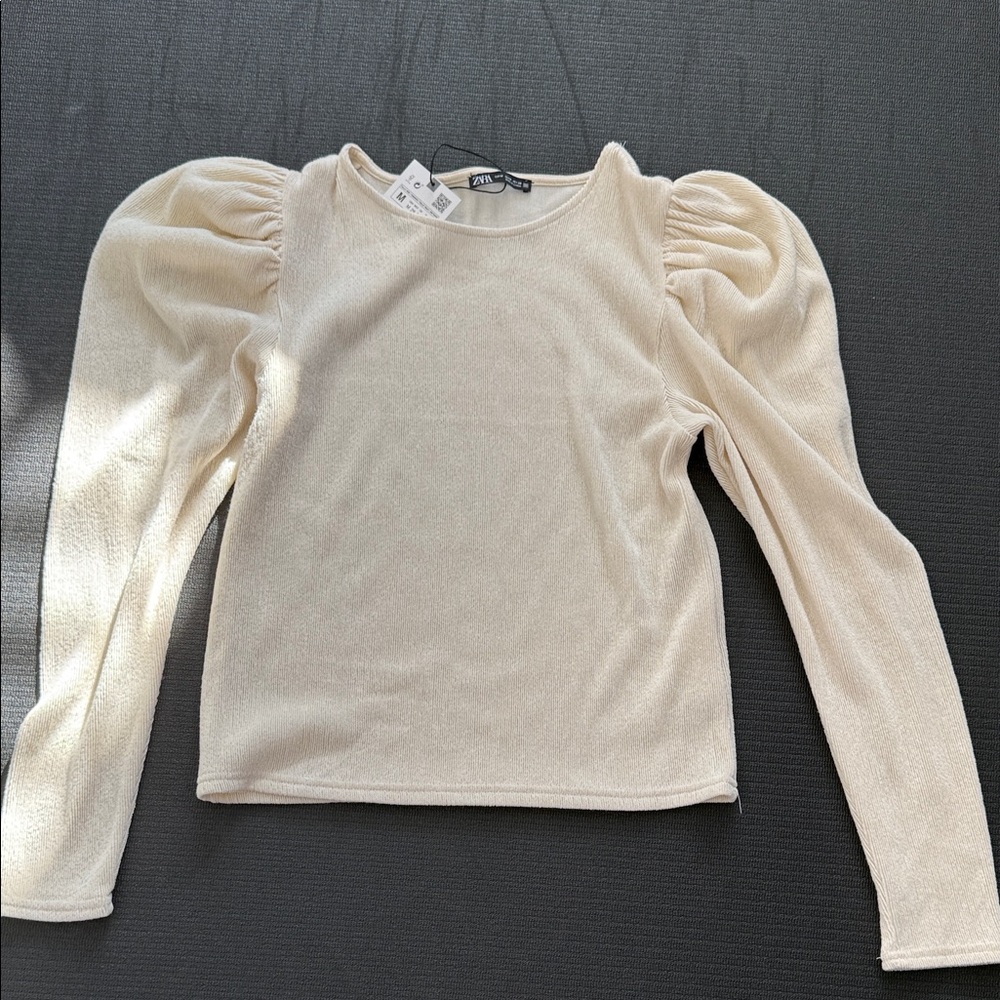 Zara Beige Long Sleeve Top